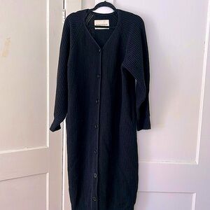 Malene Birger 100% Black Wool Cardigan Sweater Dress